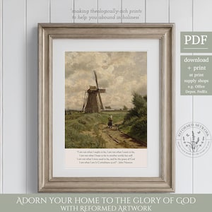 Citation de John Newton, peinture chrétienne vintage par la grâce de Dieu, je suis ce que je suis, impression de voyage chrétien, cadeau d&#39;encouragement chrétien pour femme