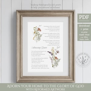 Amazing Grace Music Wall Art Amazing Grace How Sweet The Sound Old Hymn Music Art Worship Leader Gift Women Christian Gifts Floral Vintage