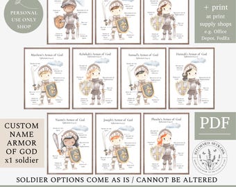 Ephesians 6:14-17 Custom Full Armor of God For Kids Girl and Boy Christian Custom Gift Christian Homeschool Custom Bible Verse Nursery Art