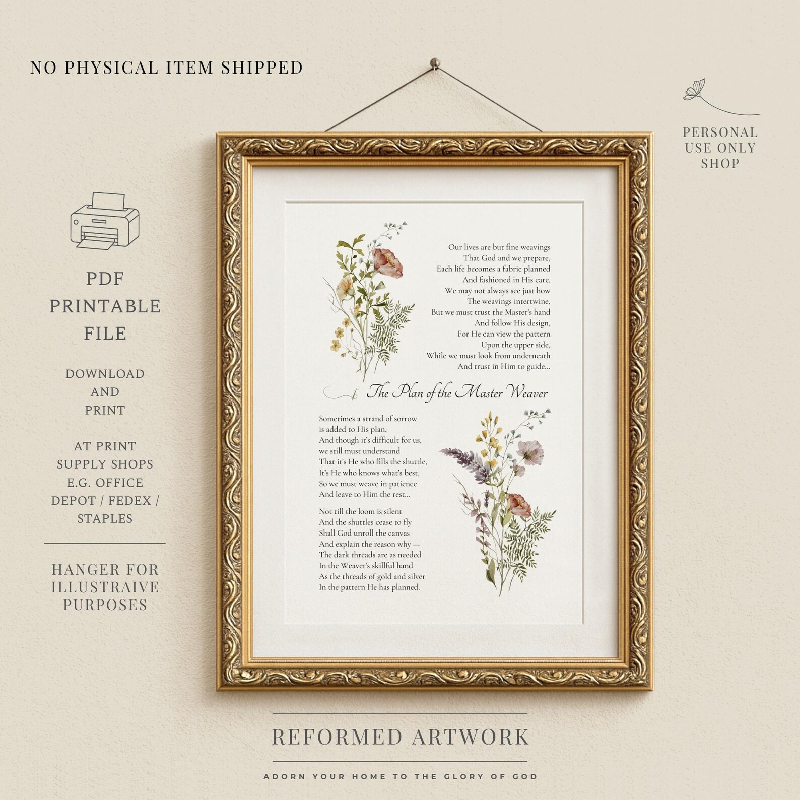 The Plan of the Master Weaver Poem Christian Poetry Print Christian ...