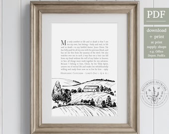 Heidelberg Catechism Question 1 Only Comfort in Life and Death Reformed Theology Wall Art Reformed Christian Gift Mens Theology Prints Art