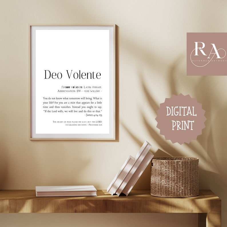 Deo Volente God Willing Latin Bible Definition James Etsy
