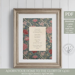 Doxology Decor Praise God From Whom All Blessings Flow Vintage Christian Art Hymn Lyric Print Hymn Wall Art Christian Tapestry Printable Art