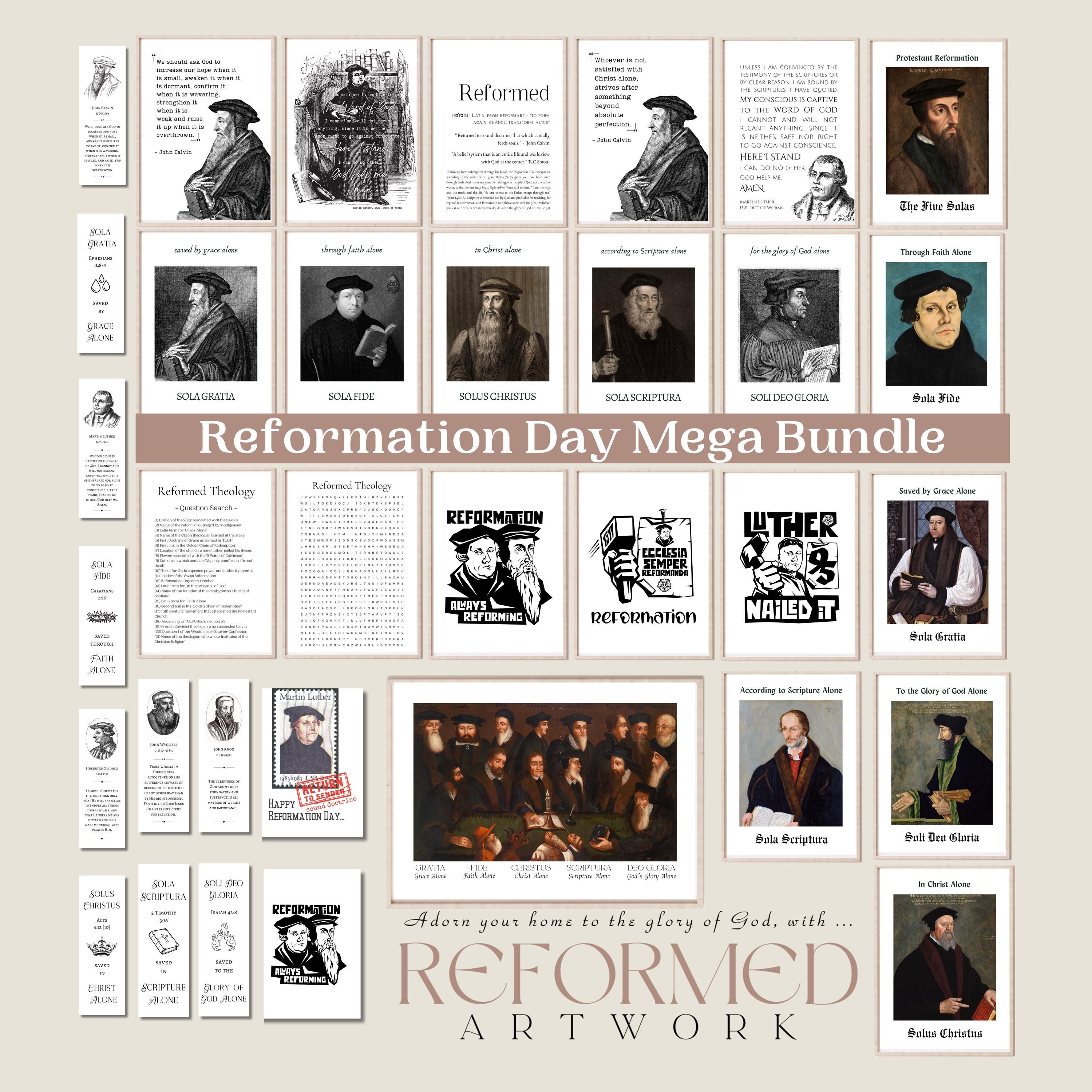 Reformed Theology Reformation Day Party - 5 Solas of the Reformation - Martin Luther Here I Stand - John Calvin - Reformed Christian
