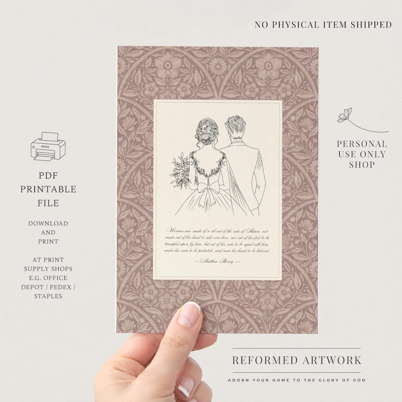 MATTHEW HENRY Woman Quote Adam Eve Christian Reformed Wedding Gift ...