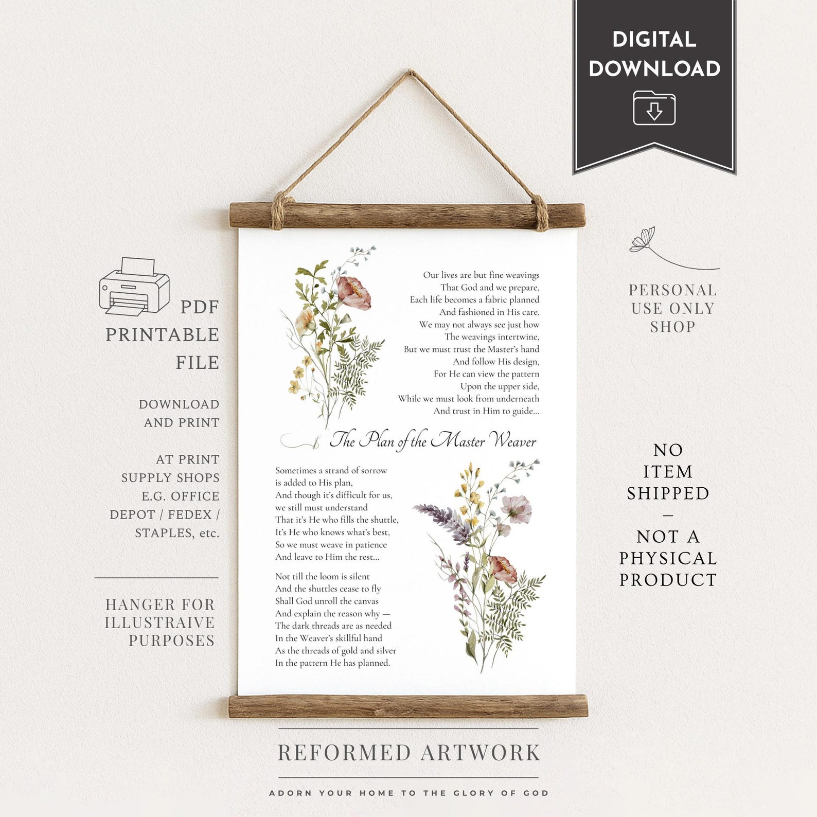 The Plan of the Master Weaver Poem Christian Poetry Print Christian ...