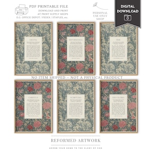 Five Solas Embroidery Protestant Reformation Artwork Theologian Poster Semper Reformanda Tulip Calvinism Calvinist Wall Art Reformed Artwork
