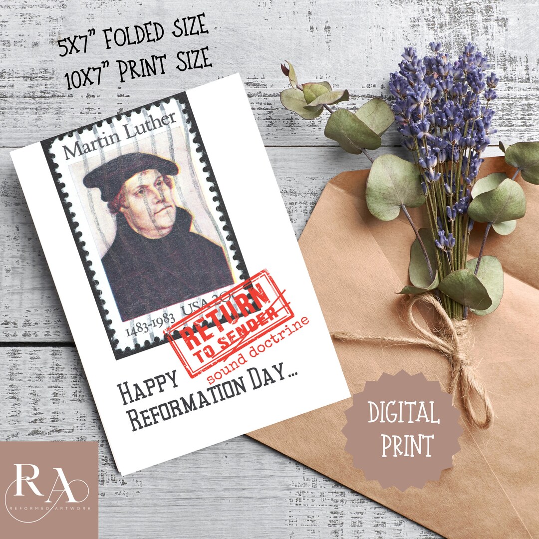 Reformation Day Greeting Card Martin Luther Stamp Return to Sound