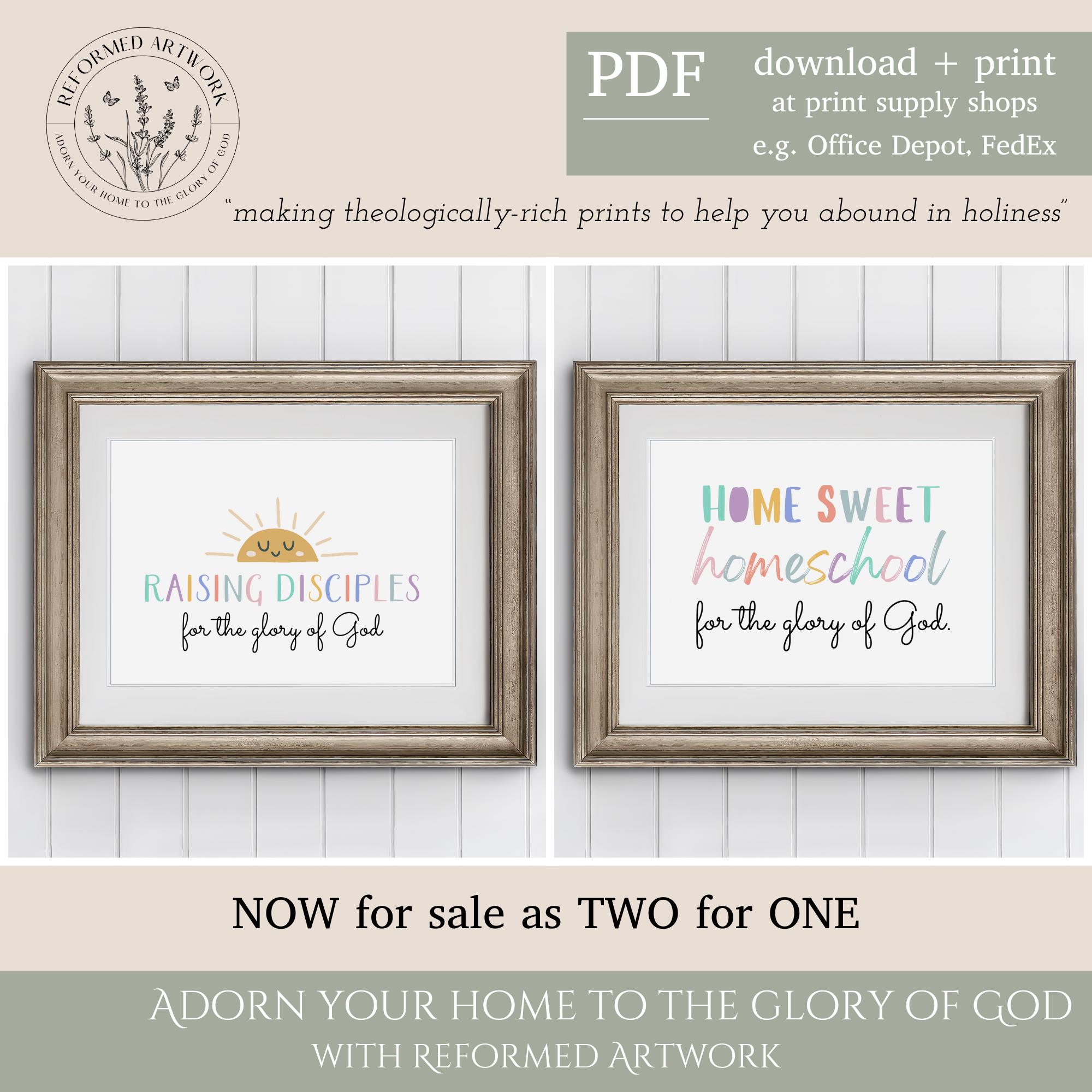 Home Sweet Homeschool Sign Christian Homeschool Printable Reformed Homeschool Decor For the Glory of God Homeschool Bible Download Decor