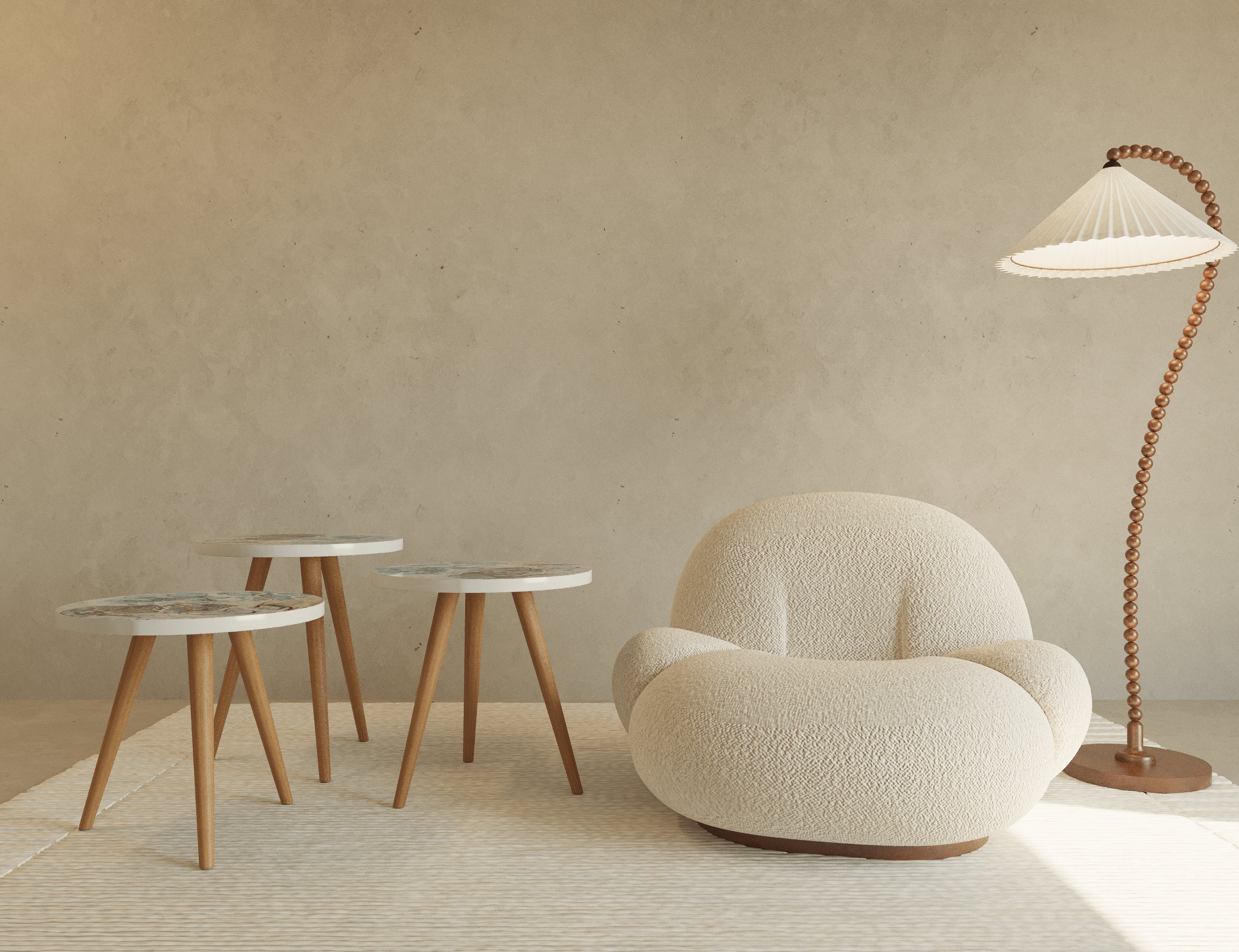 UV Printing Wooden Nesting Table, Set of 3 Modern Nesting Table, Rustic