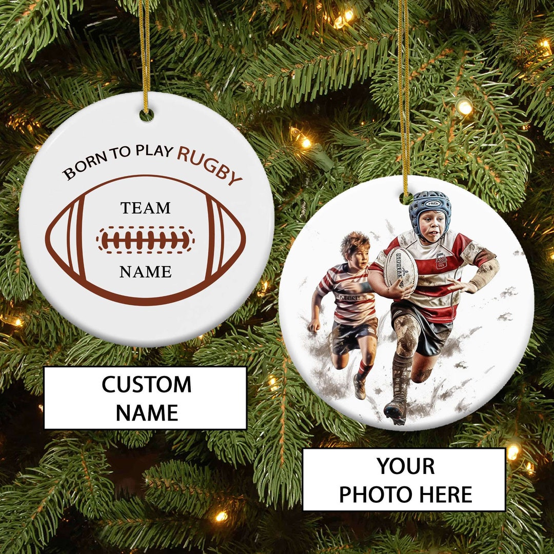 Personalized Rugby Player Ornament, Gift for Christmas Rugby Lover Team