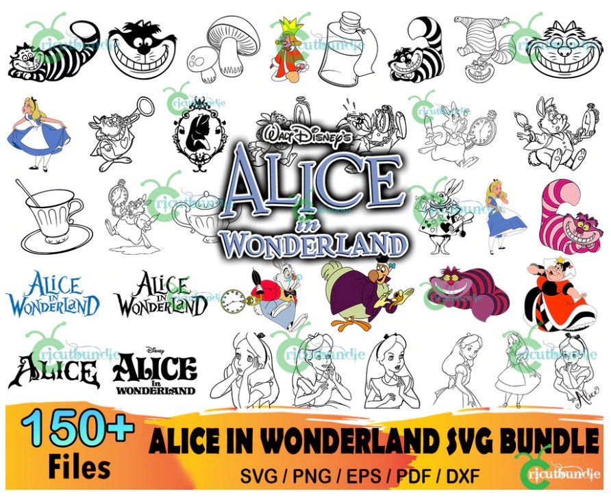 150 Alice au pays des merveilles Svg Bundle Disney Svg png - Etsy France