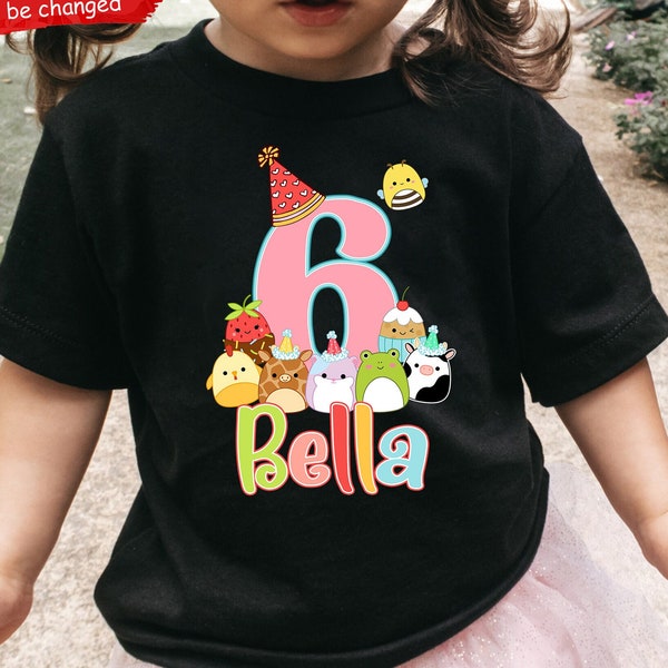 Personalized Squishmallow Birthday Shirt, Birthday Girl Shirt, Squishmallow Lover Gift, Squish Birthday With Name & Age Shirts Kids Birthday