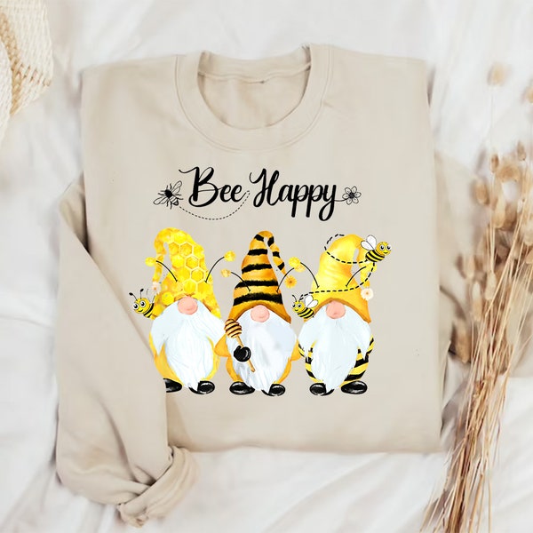Bee Happy Bee Gnome Spring Shirt, Sunflowers, Gnomes, Bees, Gnomes, Gnome Spring Shirt, Bee Happy Shirt, Bee shirt, Happy Shirt
