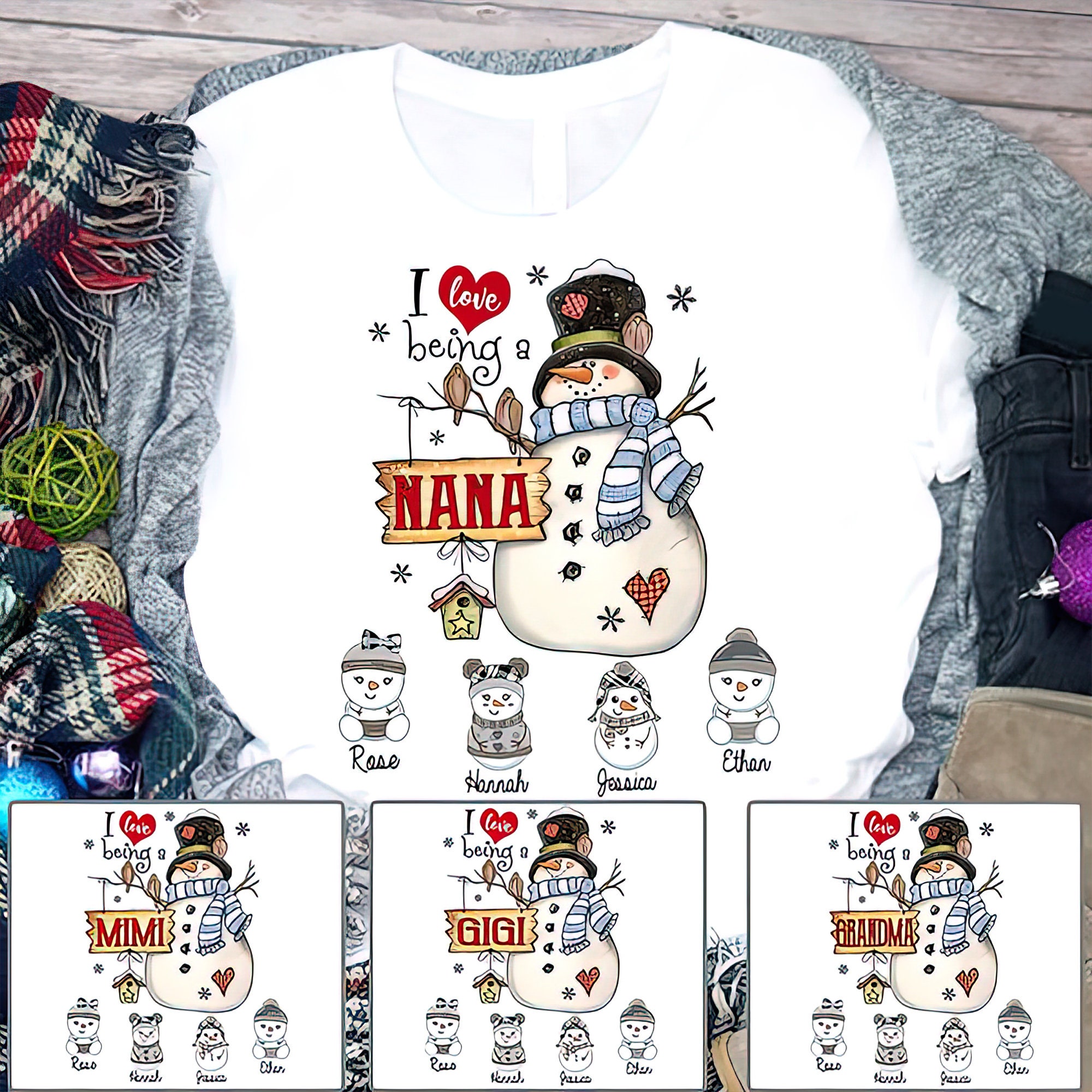 Grandma Gifts I Love Being A Gigi Snowman Matching Family Christmas Gifts -  Grandma Nana Mimi Grammy Snowman - Sticker