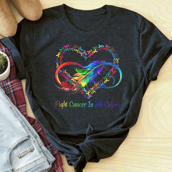 Fight Cancer In All Color T-Shirt, Fight Cancer Shirt, Cancer Fighter T Shirt