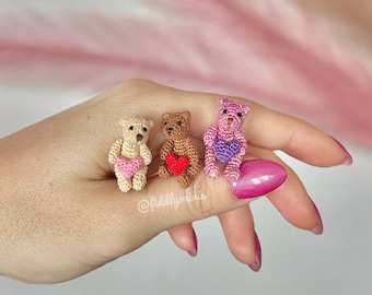 Crocheted Miniature Amigurumi Teddy Bear - Gift for Valentine's Day or Mother's Day