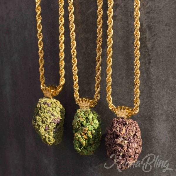 KB - Necklace Jewelry Marijuana Cannabis Weed Nug Gold Rope Chain CROWN 30"