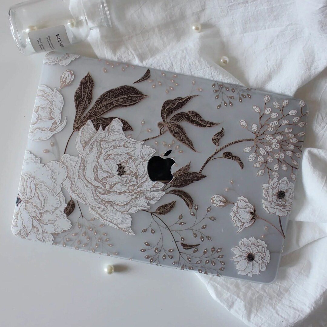 Elegant Flower Texture Transparent MacBook Case Pro 13M1 14 15 16 Touch ...