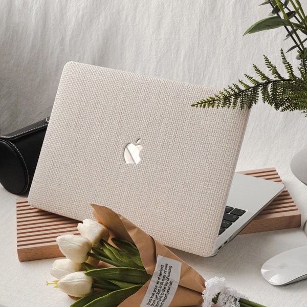 Beige Check Leather Case Monuments Case MacBook Pro 13M1 macbook pro 14 inch 15 16 Touch Bar Retina  MacBook Air 13 M2  inch Laptop Hard