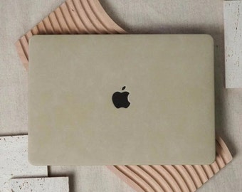 Oat Milk White Suede Leather Texture MacBook Pro Case  13 M1 14 15 16 Touch Bar Retina  MacBook Air 13 M2  inch Laptop Hard Protective