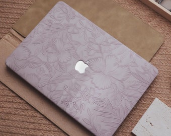 Lavender Purple Embossed Floral MacBook Pro 13 M1 MacBook 14 inch 15 16 Touch Bar Retina  MacBook Air 13 M2  inch Laptop Hard