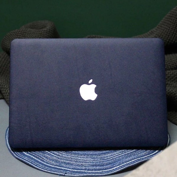 Modern Navy Blue Giant Pebble Leather Texture Case MacBook Pro 13 M1 pro 14 inch 15 16 Touch Bar Retina MacBook Air 13 M2 inch Laptop Hard