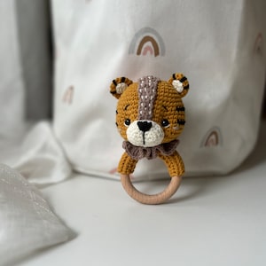 Crochet Rattle, Cute Tiger Cub Rattle, Baby Shower Gift, Christening Gift, TigerToy, New Baby Gift, New Mom Gift, Baby Gift, Tiger Cub