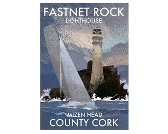 Signed print of Fastnet rock lighthouse - Irish Lighthouses - Poster
