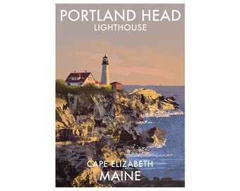 Signed archival print by Roger O'Reilly of Portland Head, Cape Elizabeth,Maine - Lighthouses of the U.S.A