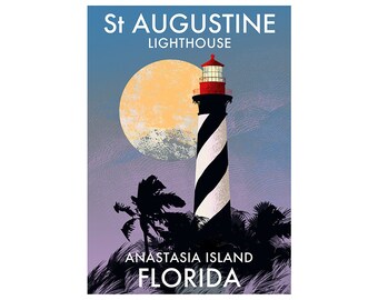 Signed archival print by Roger O'Reilly of St Augustine Lighthouse, Florida - Lighthouses of the U.S.A