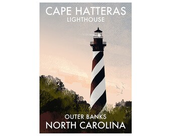 Signed archival print of Cape Hatteras Lighthouse, North Carolina- Lighthouses of the U.S.A.
