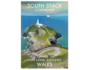 Signed print of South stack lighthouse - Lighthouses of Wales - Poster