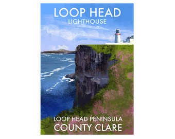 Signed print of Loop head lighthouse - Lighthouses of Ireland - Poster