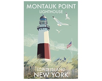 Signed archival print of Montauk Point Lighthouse, New York- Lighthouses of the U.S.A.