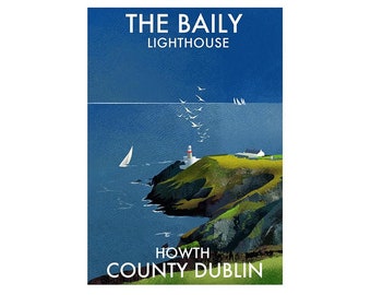 Signed print of the Baily lighthouse - Irish Lighthouse - Poster