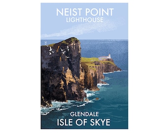 Signed print of Neist point lighthouse - Lighthouses of Scotland - Poster