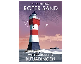 Roter Sands Lighthouse (Leuchtturm Roter Sand), Weser estuary, Bremerhaven, Germany
