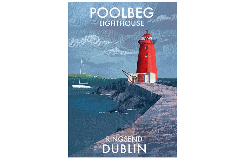 Signed print of Poolbeg lighthouse - Lighthouses of Ireland - Poster