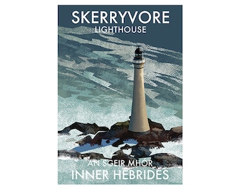 Signed print of Skerryvore lighthouse - Lighthouses of Scotland - Poster