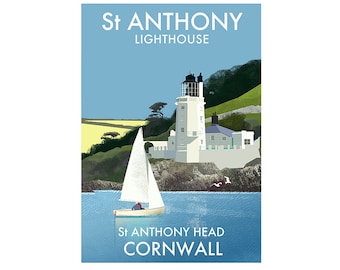 Signed print of St  Anthony lighthouse - Lighthouses of England - Poster