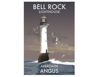 Signed print of Bell Rock lighthouse - Lighthouses of Scotland - Poster