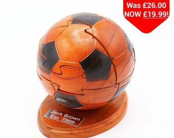 Personalised 3D Football Wooden Puzzle Jigsaw Ornament Trophy | Football Player Gift