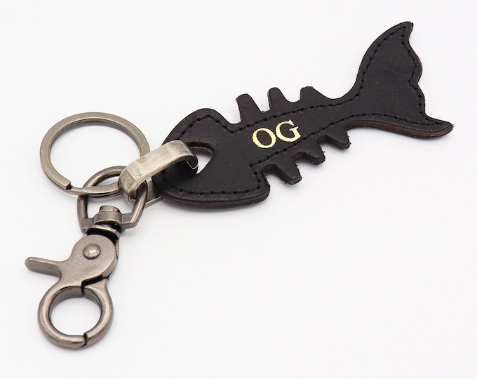 Personalised Leather Fishing Keychain