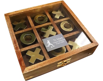 Personalisierte Sport-Themed Tic Tac Toe | Fußball, Rugby, Golf & Tennis Tour Bus Brettspiel Geschenk