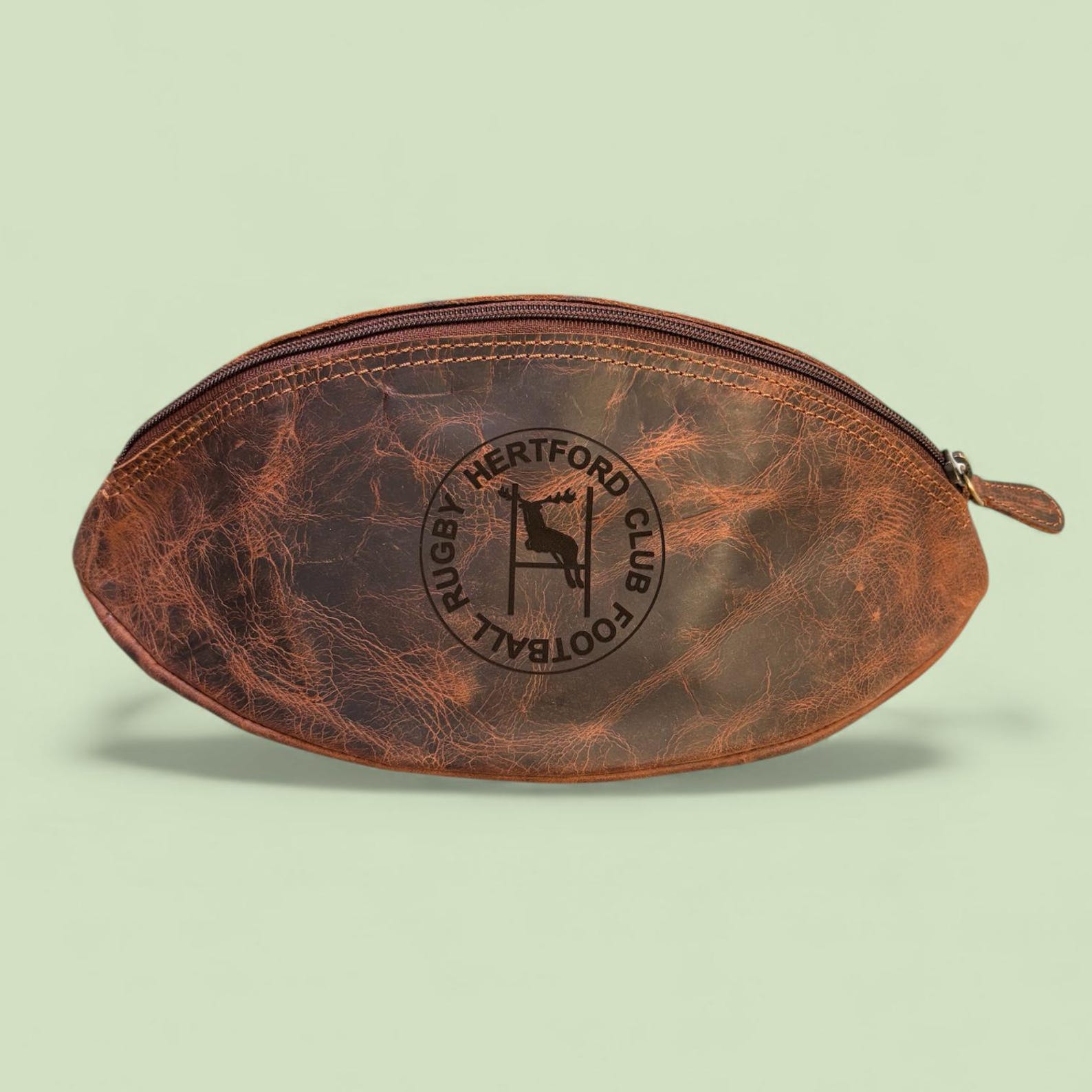 Personalized Buffalo Leather Rugby Ball Wash Bag | Sports Gift - Etsy