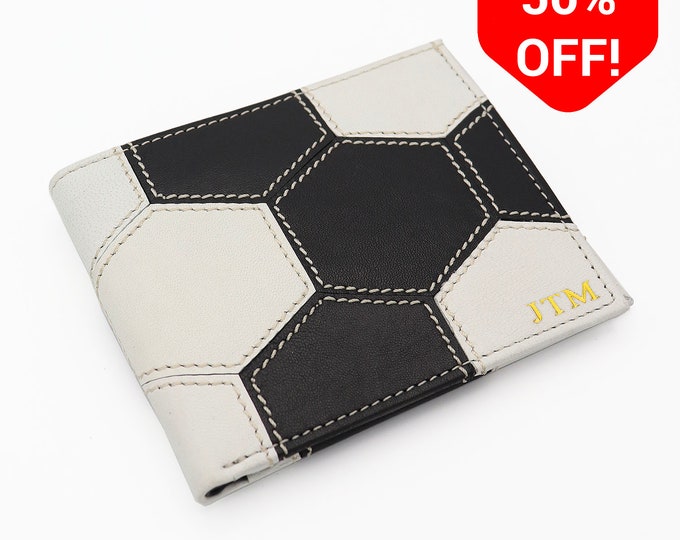 Personalised Football Wallet | Football Pattern Money Card Wallet, Football Fan Gift, Men's Sports Wallet, Sporting Money Card Holder Wallet