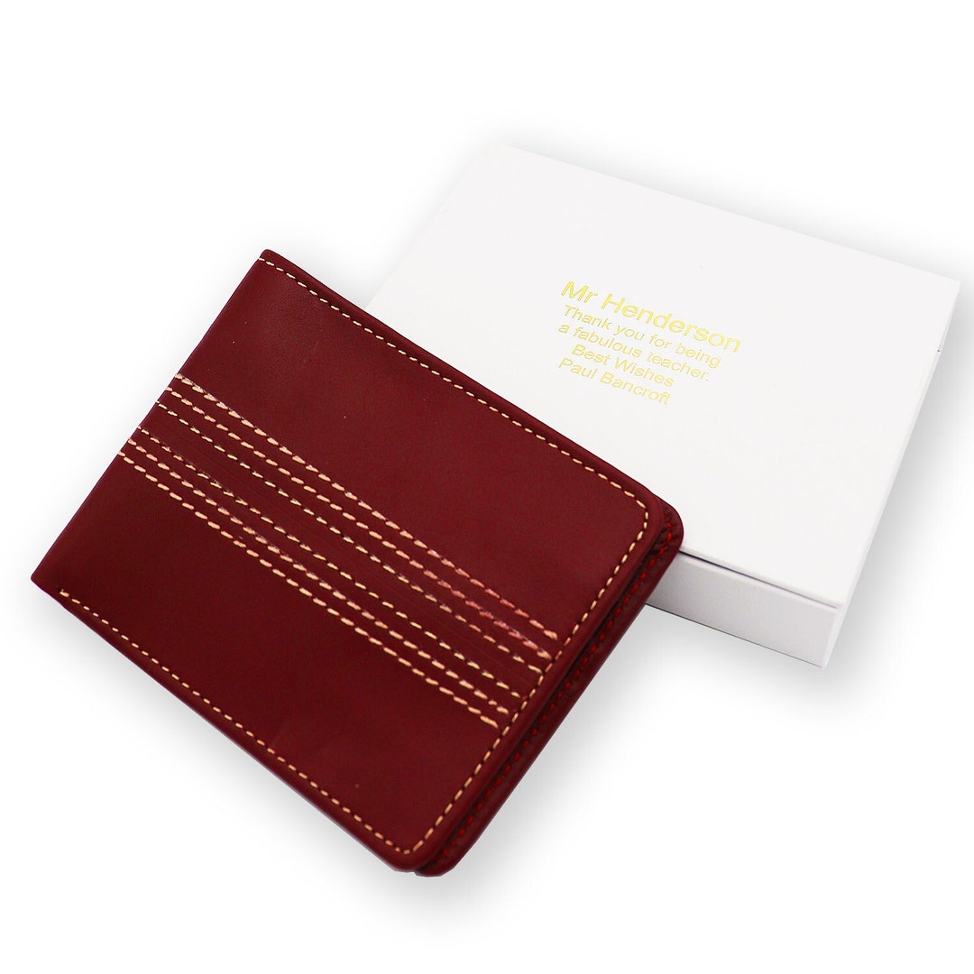 Personalised Vintage Leather Cricket Wallet Personalised Red Leather