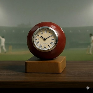 Reloj de escritorio personalizado con forma de pelota de cricket grabada / Adorno / Regalo para aficionados y jugadores
