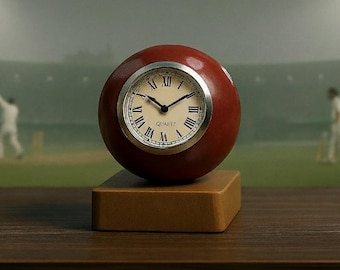 Personalised Cricket Ball Clock Engraved Desk Ornament | Gift for Fans & Players